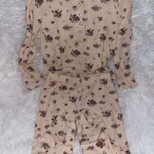Posh Peanut Cream Floral Pajama Top